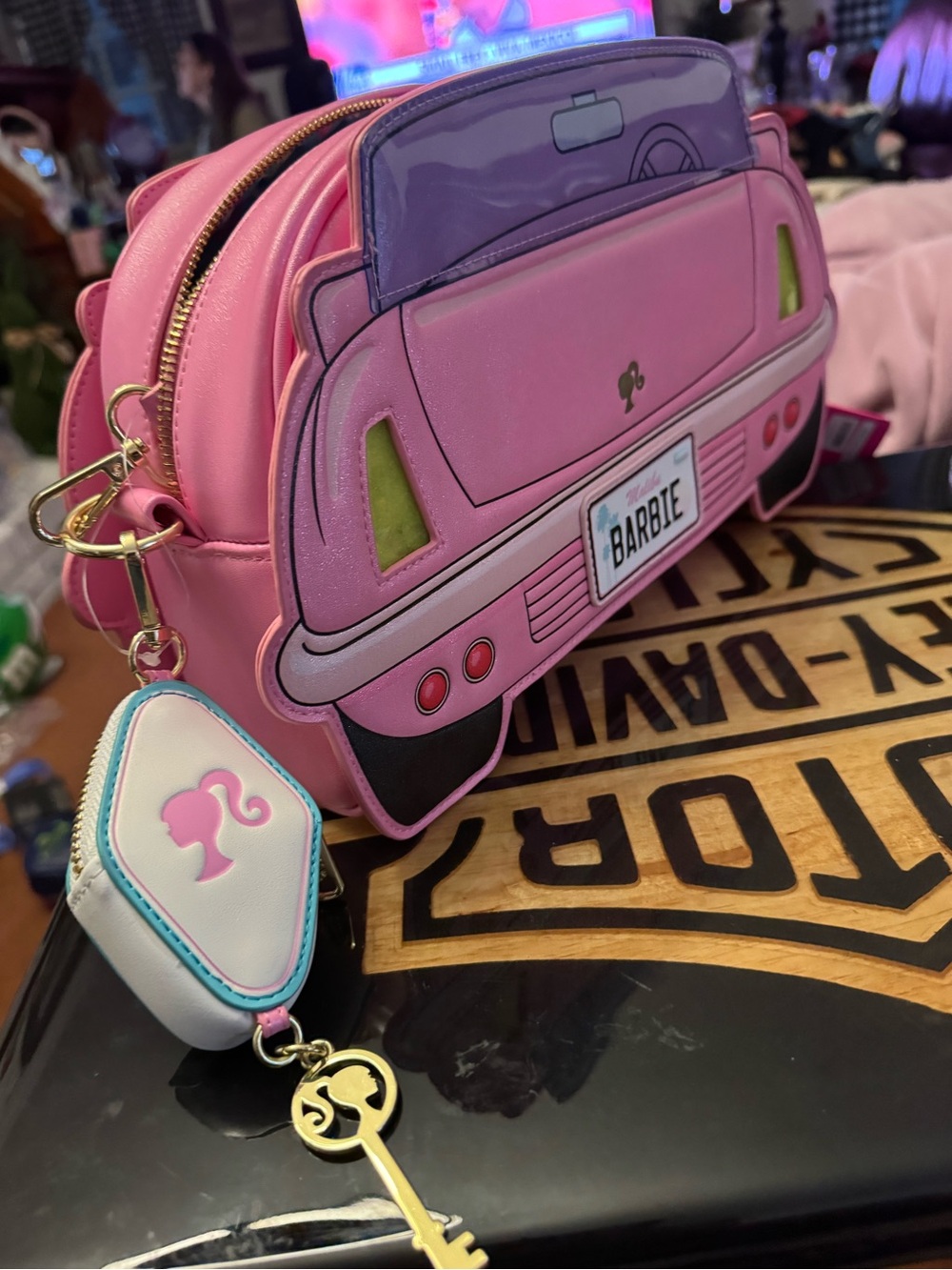 Barbie Pink and Light Pink Malibu License Plate Crossbody Bag - Picture 2 of 8